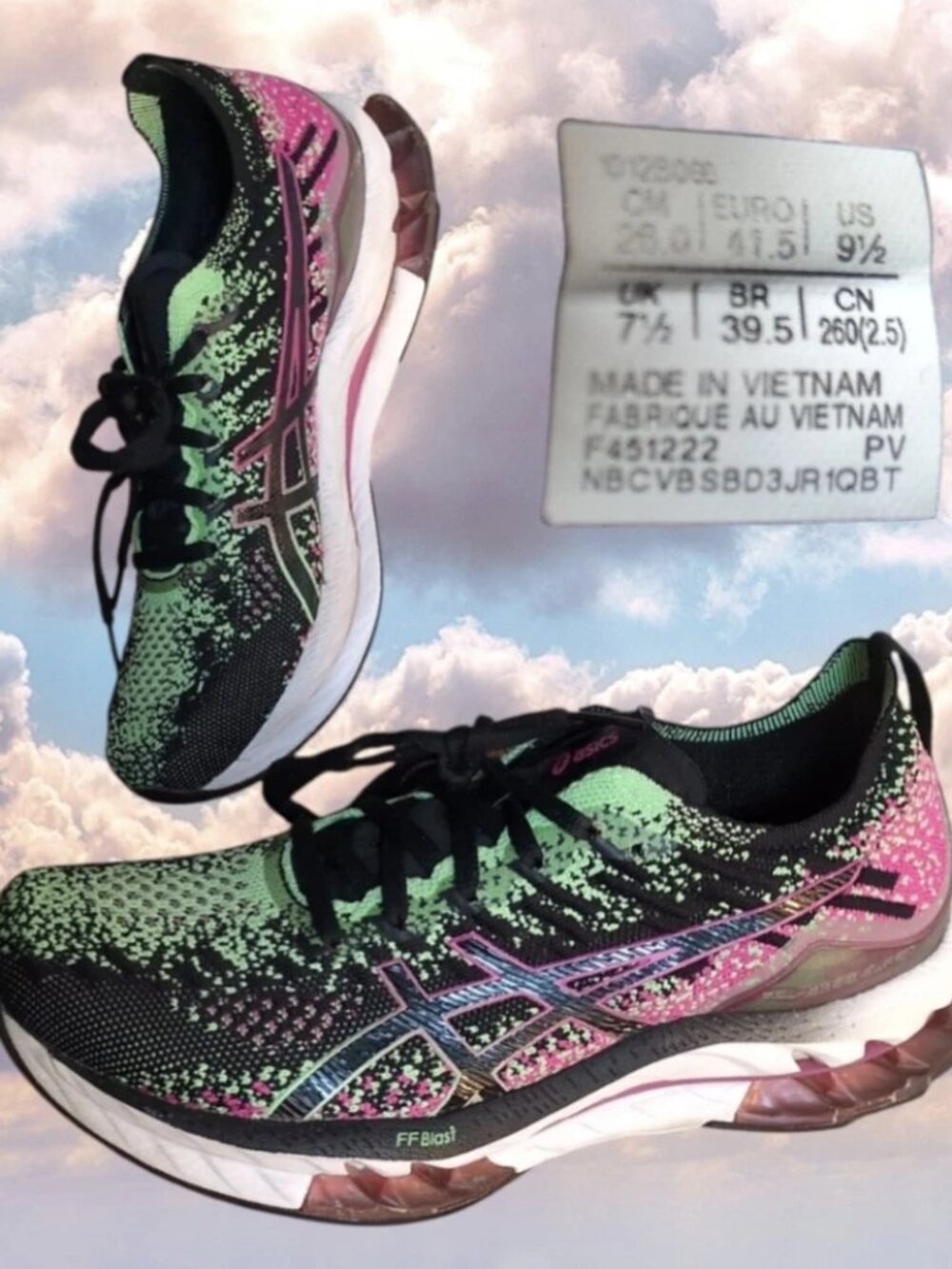 Asics Gel-Kinsei FF Blast Womens Size 9.5 Black Pink Rave Athletic Running Shoes - Picture 1 of 14